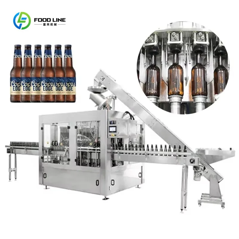 Automatic Beer Beverage glass bottle Filling Sealing 3in1 Machine Carbonated Water Filling Machine Production Line