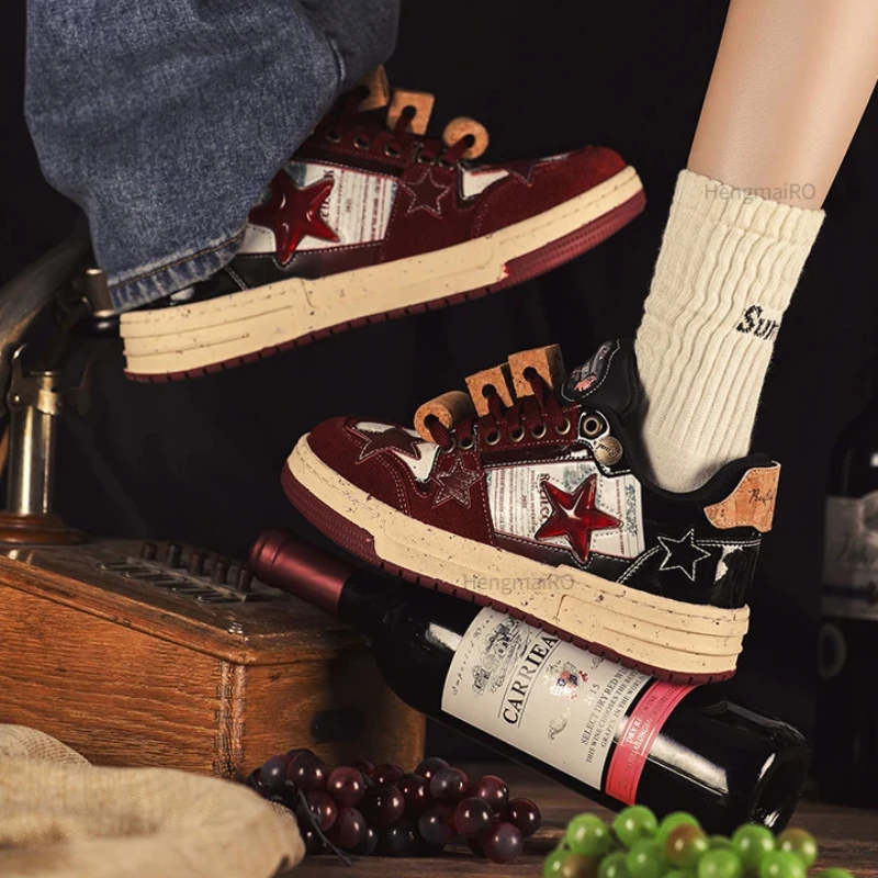 Women Shoes for Men Tennis Retro Y2K Star Punk Skateboard Shoes Fashion Male Sneakers Couples Gym Outdoor Sports Casual Shoe