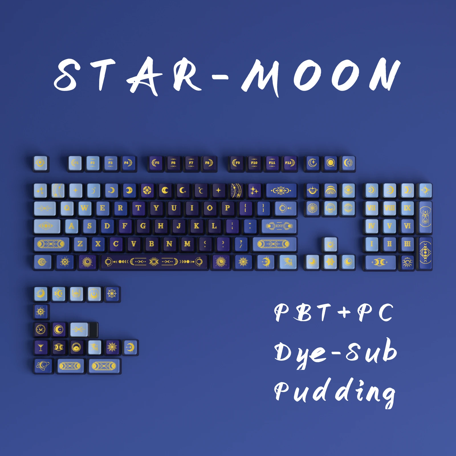 Imagem -06 - Star-lua-keycaps Retroiluminados para Teclado Mecânico 5-sided Dye Sub Pbt pc Perfil Oem Pudim Jogos Personalizado