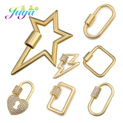 Juya 18K Gold Plated Screw Bolt Fateners Decoration Carabiner Clasps Accessories For DIY Hanging Chains Pendant Jewelry Making