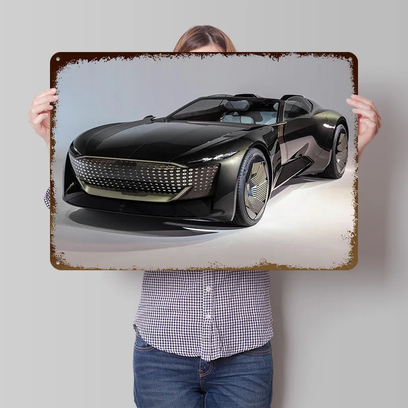 Sports Concept Car Metal Poster Customized Wall Art Retro Vintage Tinplate Signs for Living Room Decoration Office Decor House