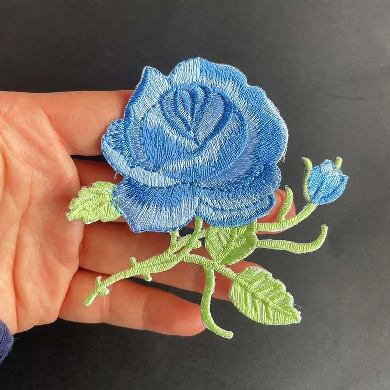 6 Stück/Stoff-Blumen-Applikationen, thermoklebende Kleideraufkleber, Rosen-Stickerei-Aufnäher zum Aufbügeln, Dekoration für Kleidung, Jeans – Detail 6