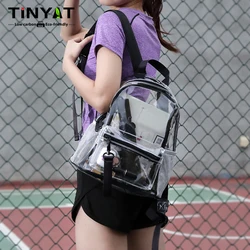 TINYAT Clear Transparent Backpack for Women,  Female Cute Ita School Bag, Waterproof and Fashionable, Ideal for Sports, Concerts