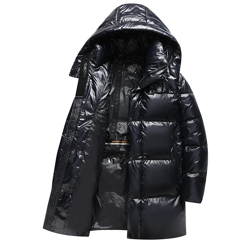 Good Quality 90% White Duck Down Coat Men 2025 Winter Warm Long Puffer Jacket Hood Wind-proof Parkas Coat Zipper Down Jacket