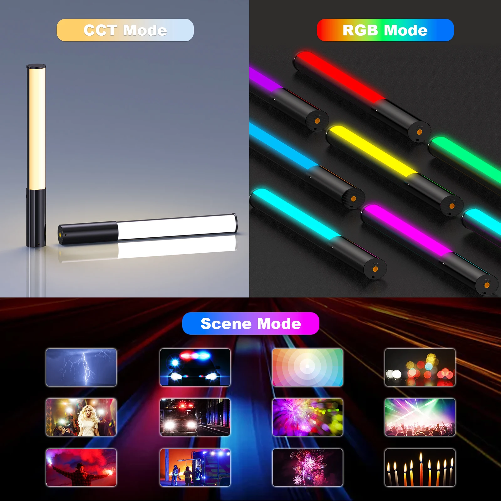 Imagem -05 - Rgb Light Wand Handheld Led Tube Lâmpada de Fotografia Bateria Embutida Iluminação para Youtube Vlog Festa 25006500k 36000 Cores P400