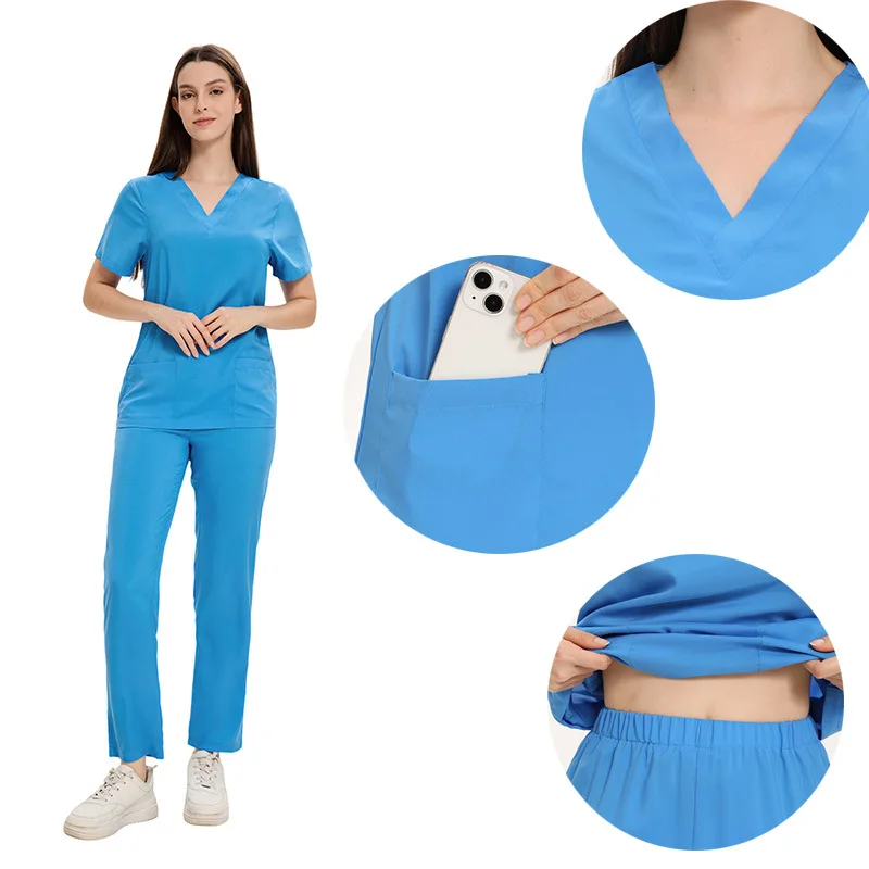 Uniforme de limpieza para mujer, Top médico ligero de manga corta, ropa de trabajo médica elástica, camisa de médico y enfermera para cirugía, clínica Dental