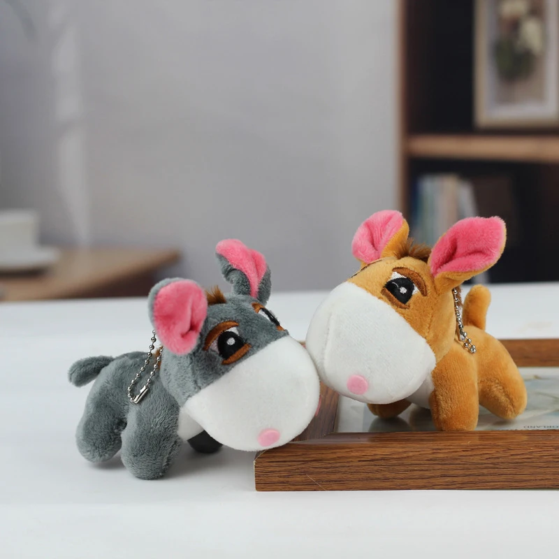 Cute Little Donkey Pony Plush Toy Cartoon Horse Pendant Soft Stuffed Doll Keychain Backpack Car Bag Key Ring Decor Kid Gift