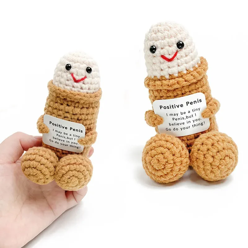 Mini Funny Penis Positive Handmade Crochet Encouragement Card Cheer Up Gifts Dick Toys Friends Party Boyfriend Room Decorate