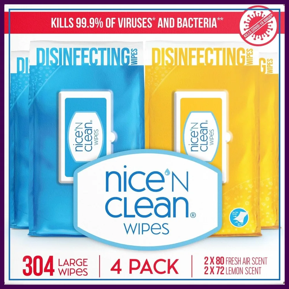 Disinfecting Surface Wipes 304ct | Cleans & Disinfects Home & Kitchen Surfaces | Fresh Lemon Scent