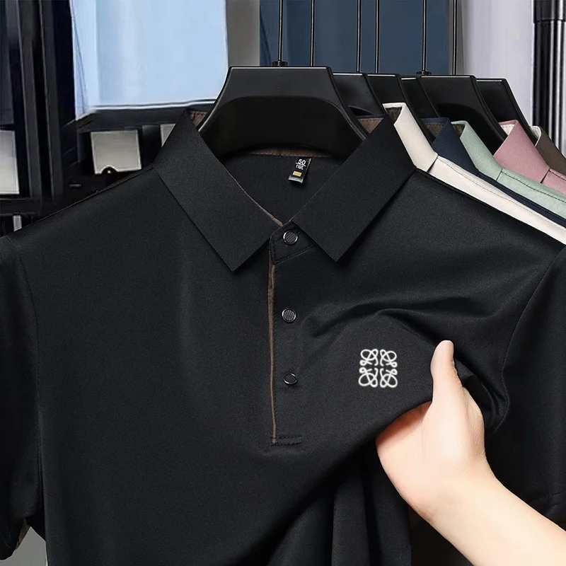 

Luxury trendy brand embroidered short sleeved polo shirt summer new comfortable cool breathable golf business casual top T-shirt