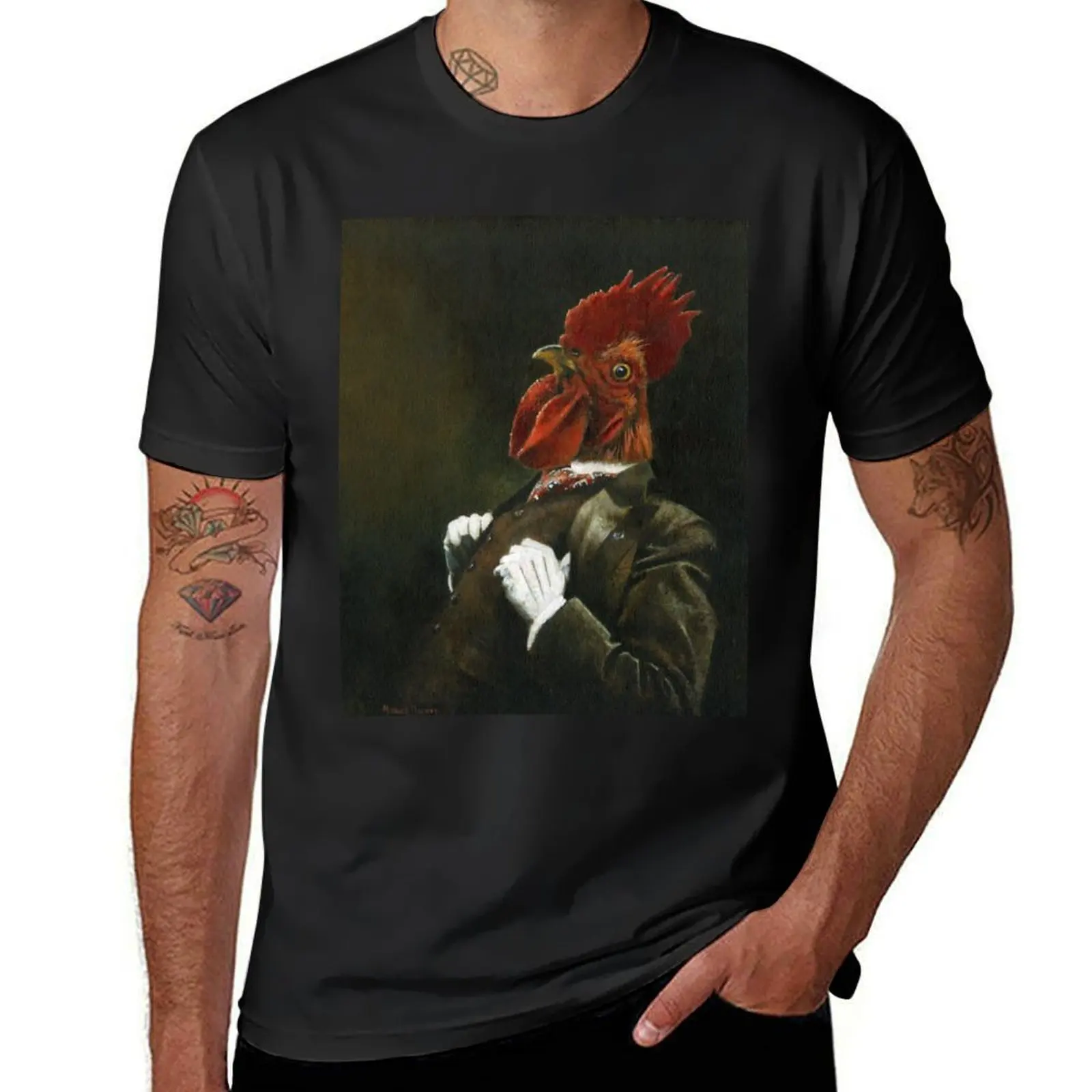 Victorian Cockerel T-Shirt plus sizes customizeds Short sleeve tee men