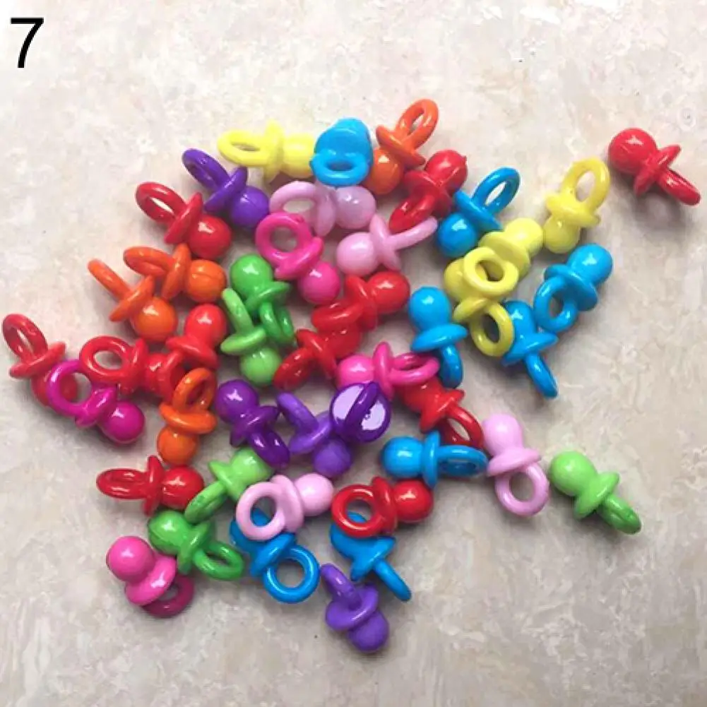 50Pcs Mini Acrylic Pacifiers Transparent Pacifiers Pendant Cake Decoration DIY Jewelry Baby Shower Birthday Party Decorations