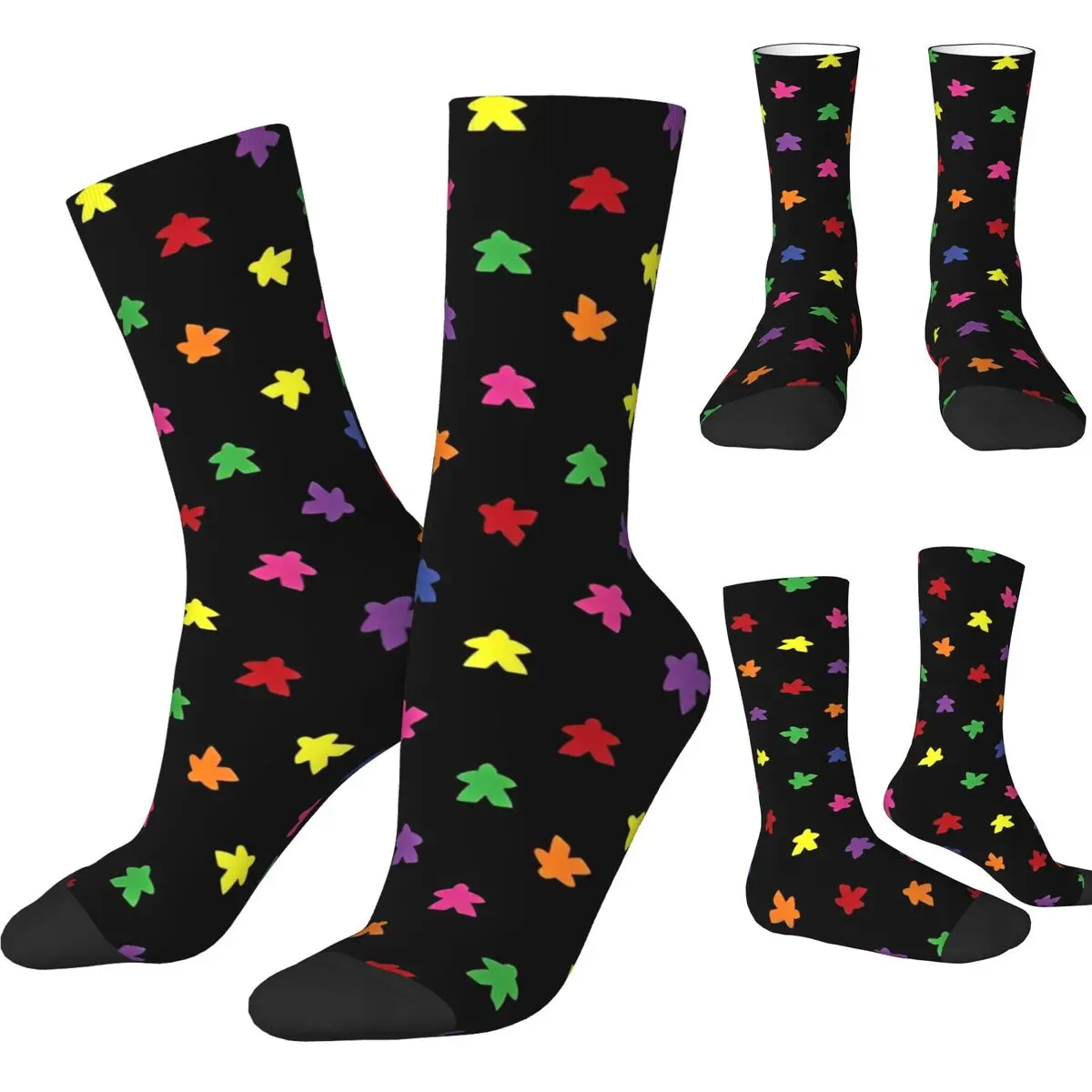 

Dark Meeple Pattern Stockings Adults Men tabletop games Socks Quality Leisure Socks Winter Outdoor Sports Non Slip Graphic Socks