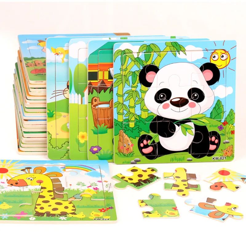 Wooden Puzzles for Kids,Cartoon Animals Puzzles for Toddlers, Educational Preschool Learning Toys for Boys and Girls