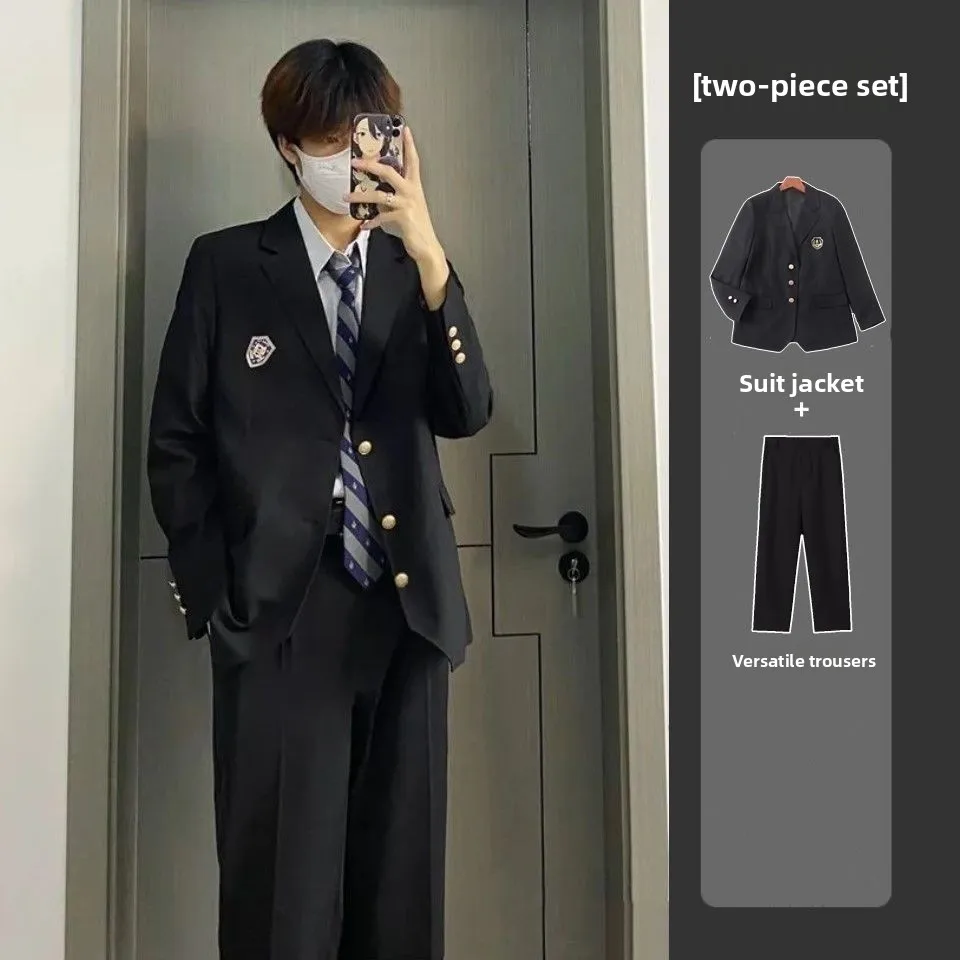 Men's aduation Suit Jaet Small Western Sle orm Set Japanese Retro JK Student Class orm One Whole Set