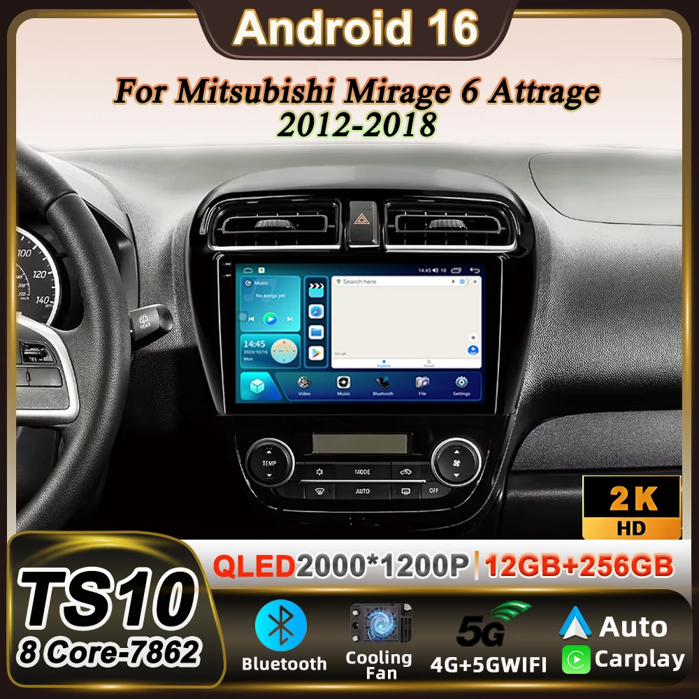 Android 16 For Mitsubishi Mirage 6 Attrage 2012 2013 2014 2015 2016 2018 Carplay Car Radio Multimedia Video Player Stereo BT GPS