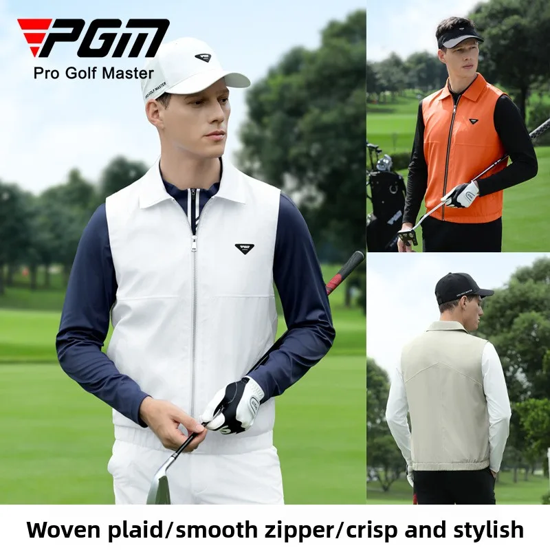 

PGM 2025 Golf Clothing Men's Windproof Turn-Down Collar Autumn and Winter Woven Zipper Jacket Golf Vest Jacket YF815