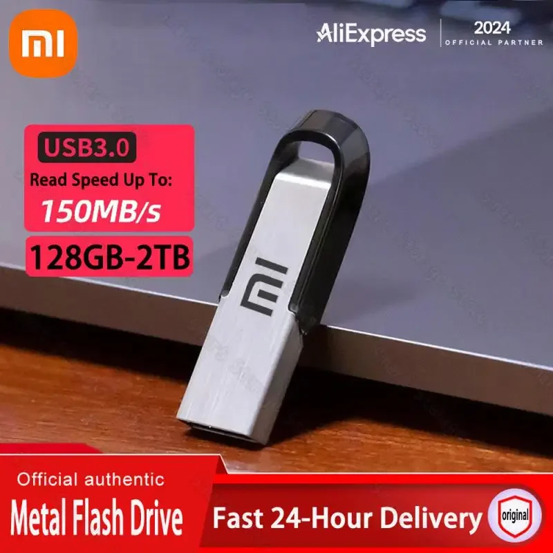 Xiaomi Waterproof Metal Flash Drive, Thumbdrive Pendrive, U Disk Keyrings, Pode ser Fixado Memória USB, 256GB, 512GB, 1TB, 2TB, Novo