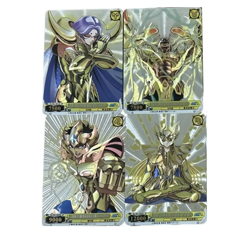 Gold Saint Seiya Flash Card Diy A Set of 12 Sheets Coarse flicker Process Action Toy Figures Anime Game Collection Gifts friends