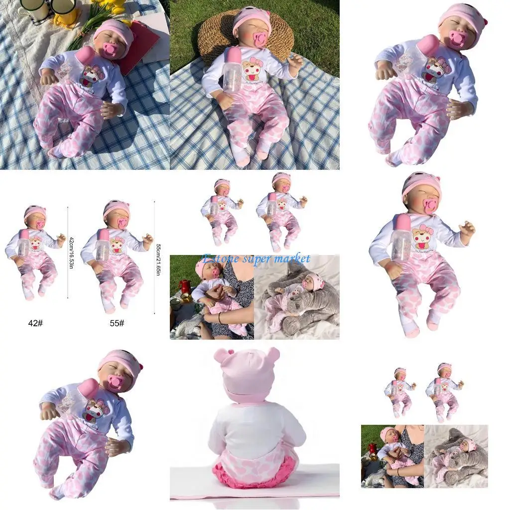 

090B 16/21Inch Doll Baby Realistic Silicone Body White Skin Doll for Kid Doll with Clothes