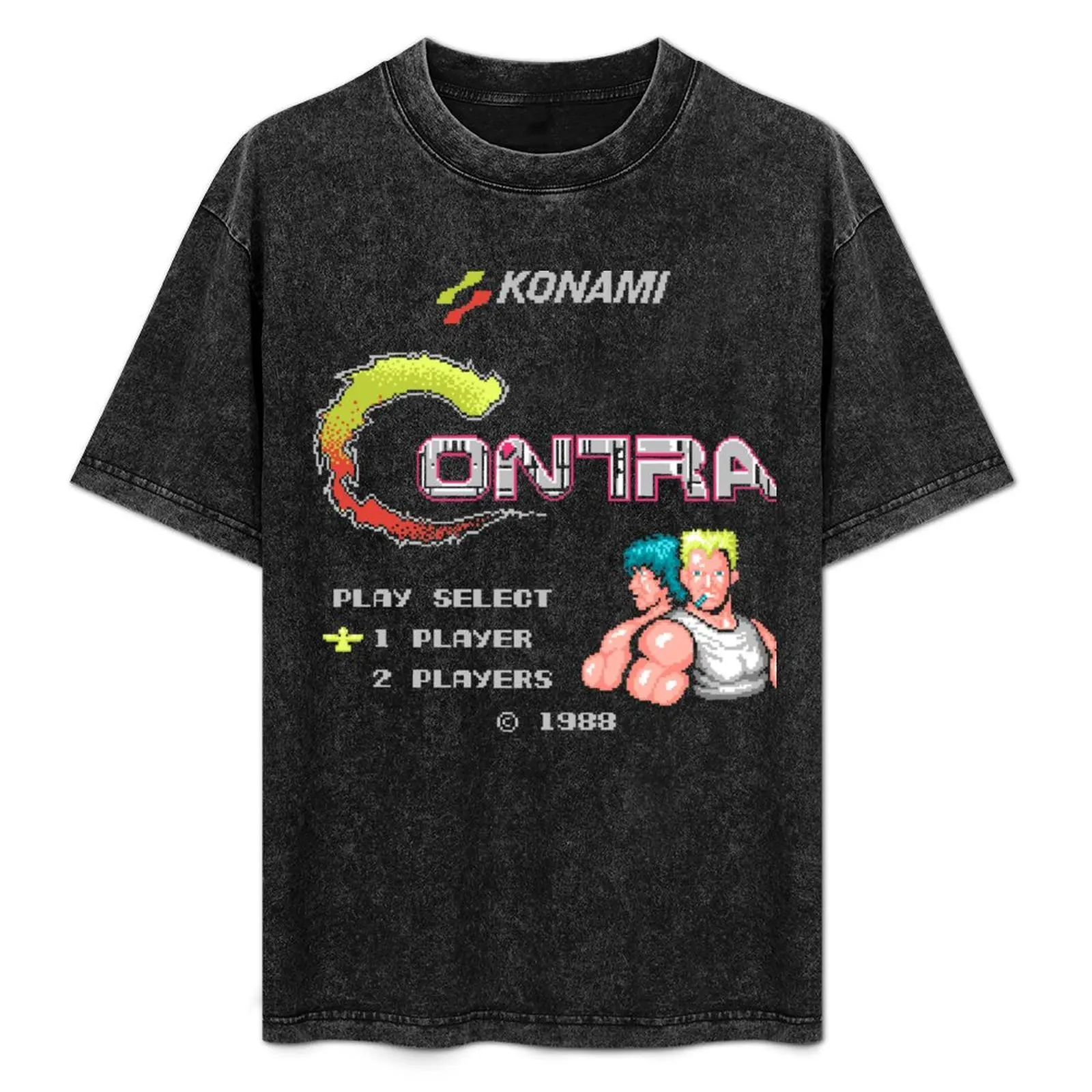 

Contra Vintage Title Screen by PixelRetro T-Shirt Streetwear Print Tee Shirt