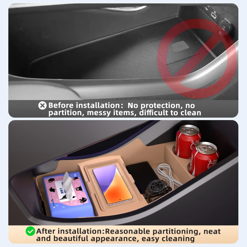 For ARCFOX Alpha T5 Silicone Center Console Below Storage Box Central Control Organizer Mat