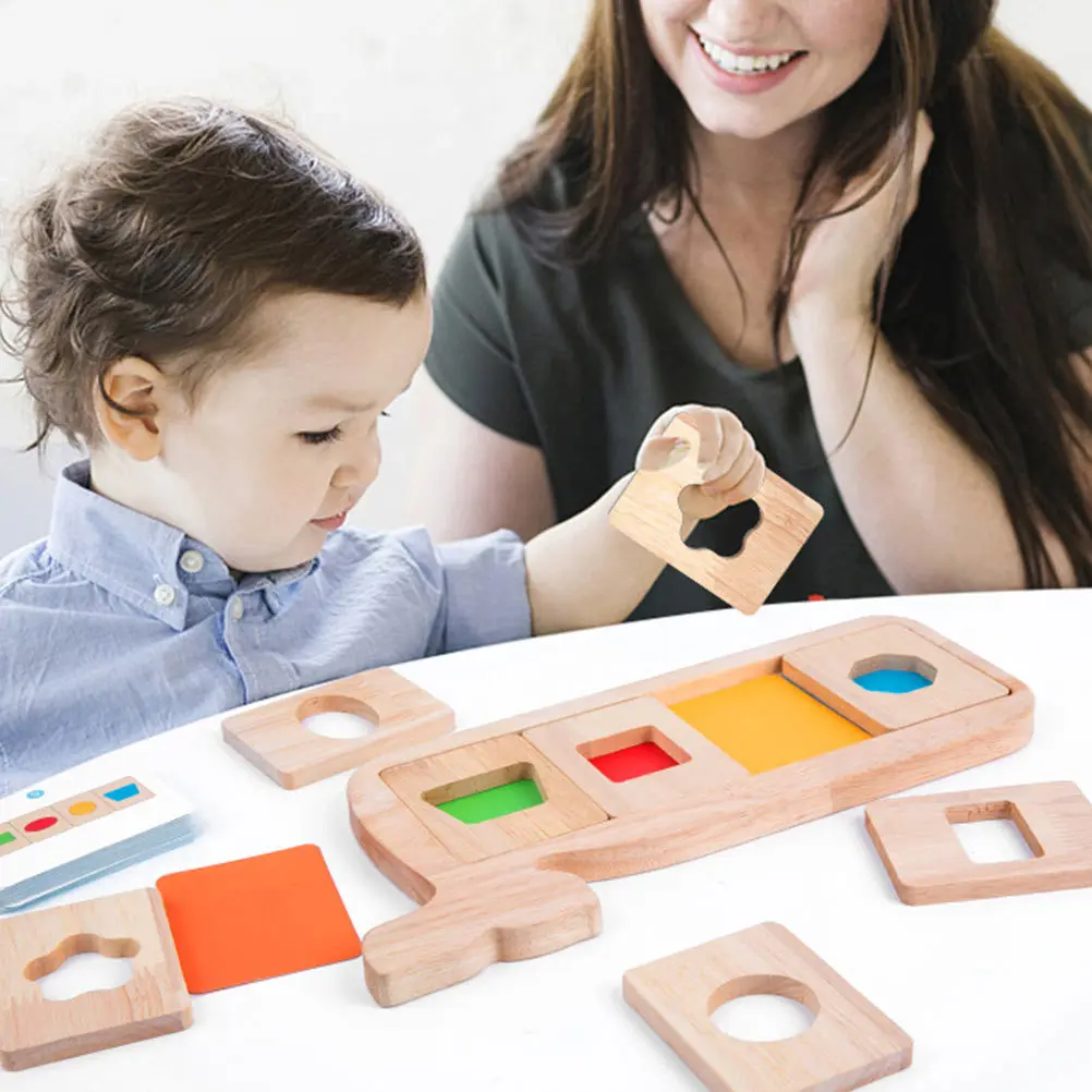 1 Zestaw Drewniane Puzzle Geometryczne z Motywem Wieloryba, Edukacyjne, Rozpoznawanie Kolorów i Kształtów, Rozwój Poznawczy dla Dzieci, Gra Rodzinna, Nauka