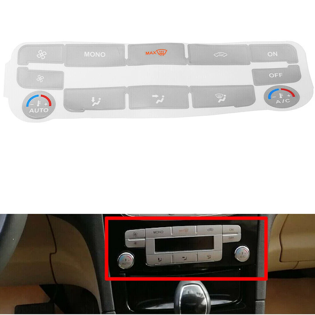 1 PC Car A/C Button Repair Sticker Button Repair Decals Sticker PVC Silver For Ford S-Max For Mondeo Car Interior Accessories