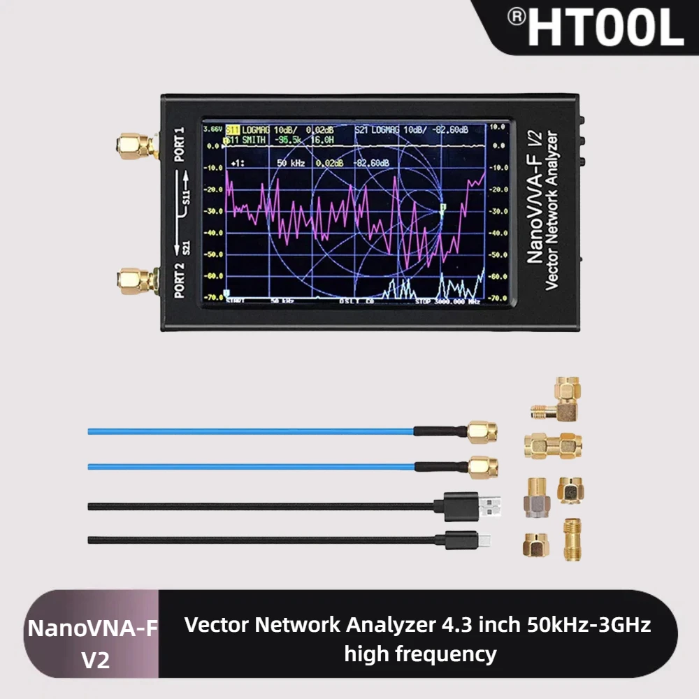 

Векторный сетевой анализатор NanoVNA-F V2, 4,3 дюйма, 50 кГц-3 ГГц, HF, VHF, UHF, антенный анализатор VNA с аккумулятором 5000 мАч и алюминиевым металлом