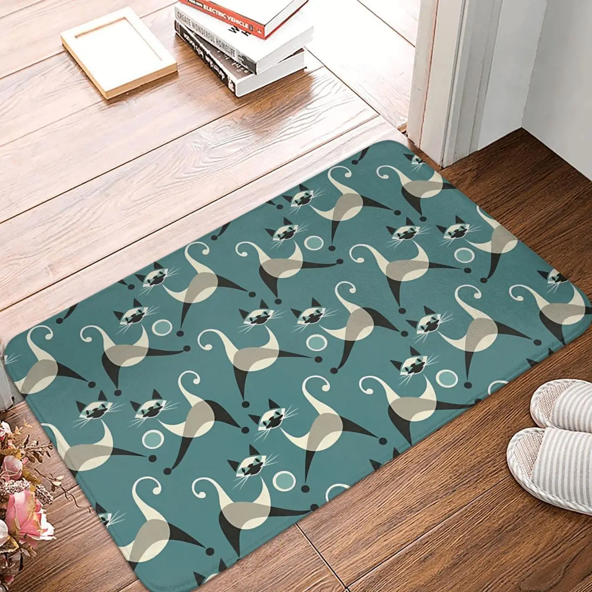 Siamese Cat Bathroom Non-Slip Carpet Kittens At Play Living Room Mat Welcome Doormat Floor Decoration Rug