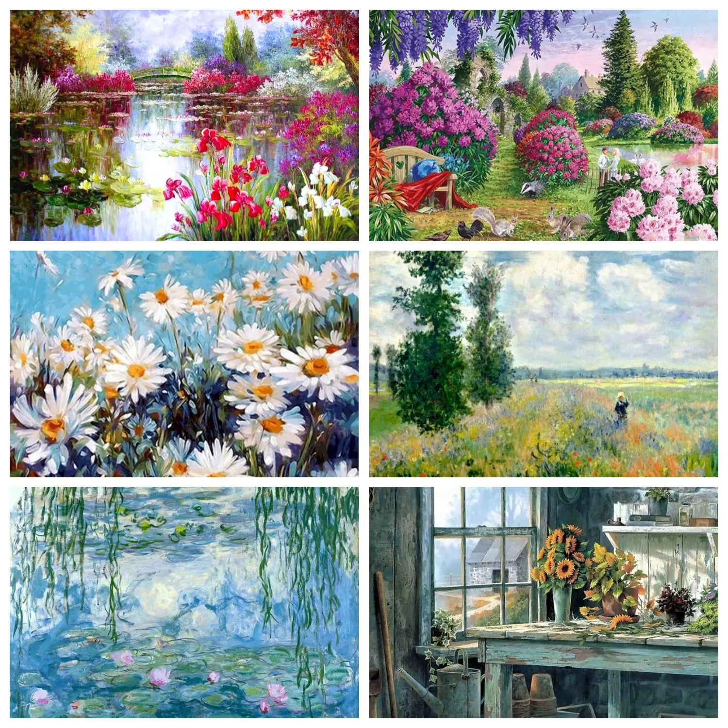 DIY Digital Oil Painting Claude Monet's Painting Water Lilies Impression Lotus Picture Home Decoration Handpainted Art Wall Gift