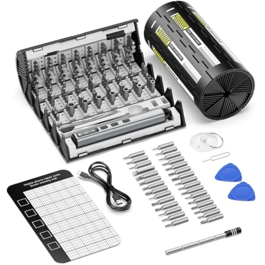 

162-in-1 Mini Electric Screwdriver Set Professional Precision Cordless Screwdriver with 150 Magnetic Bits CRVandS2 4 Torque Gea