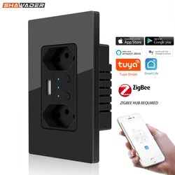 Zigbee Smart presa a muro brasiliana USB Tomada presa elettrica brasile PC pannello in vetro remoto Tuya Smartlife Alexa Google Home