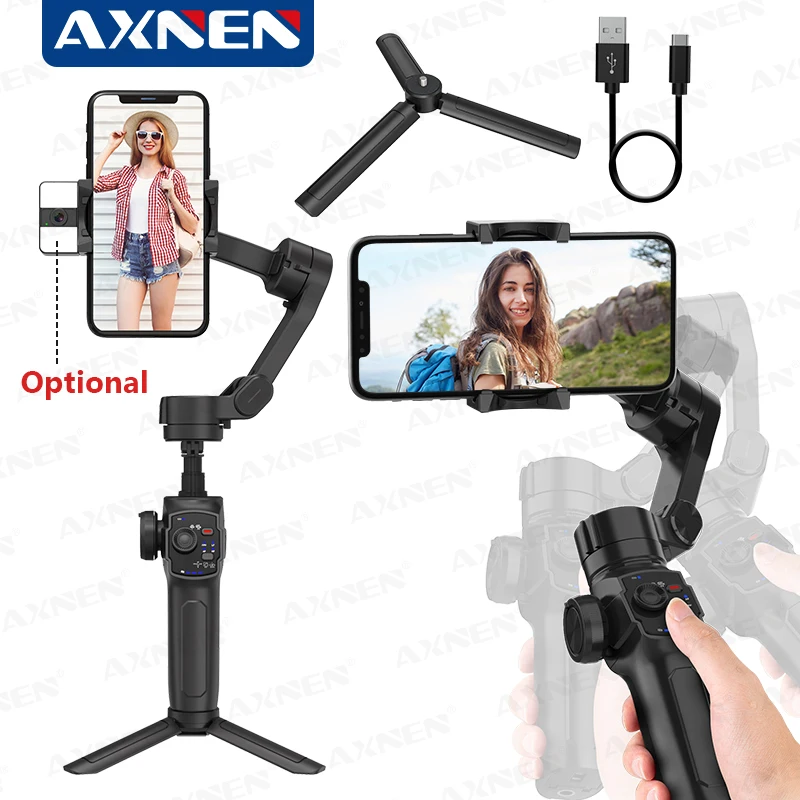 AXNEN 3-Axis Handheld Gimbal Stabilizer for Smartphone for iPhone Android Face Tracking Tiktok Vlog 2024 HQ4, Optional AI Module