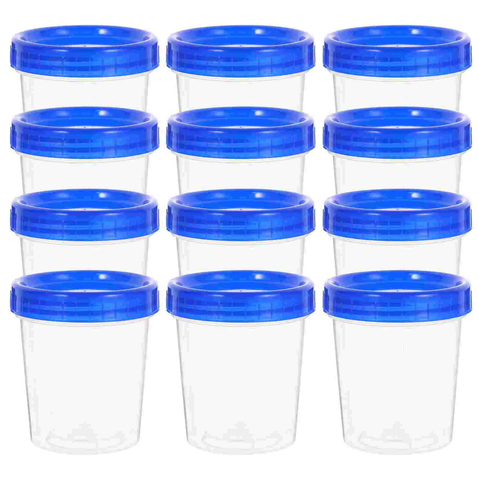 12 Pcs Sample Cups with Lid Measuring Liquid Container Blue Cover Paper Pp 120ml Urine