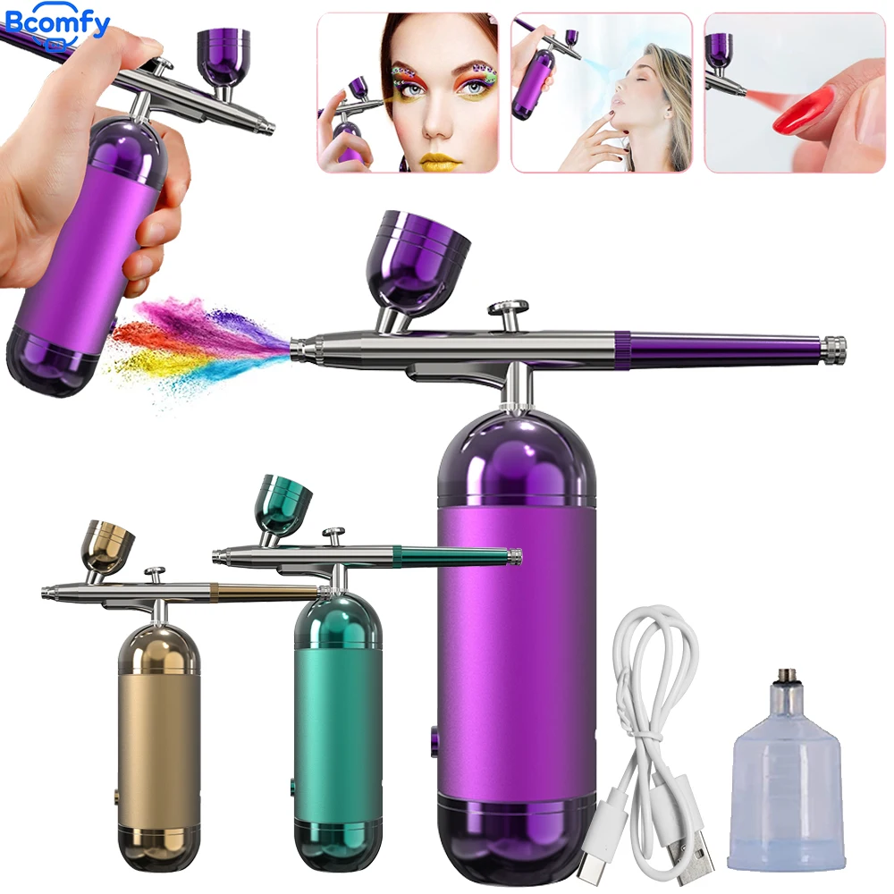Airbrush with Compressor Portable Airbrush Spray Gun Wireless Air Brush Painting Spray Gun  Nails Cake Tattoo Makeup Paint