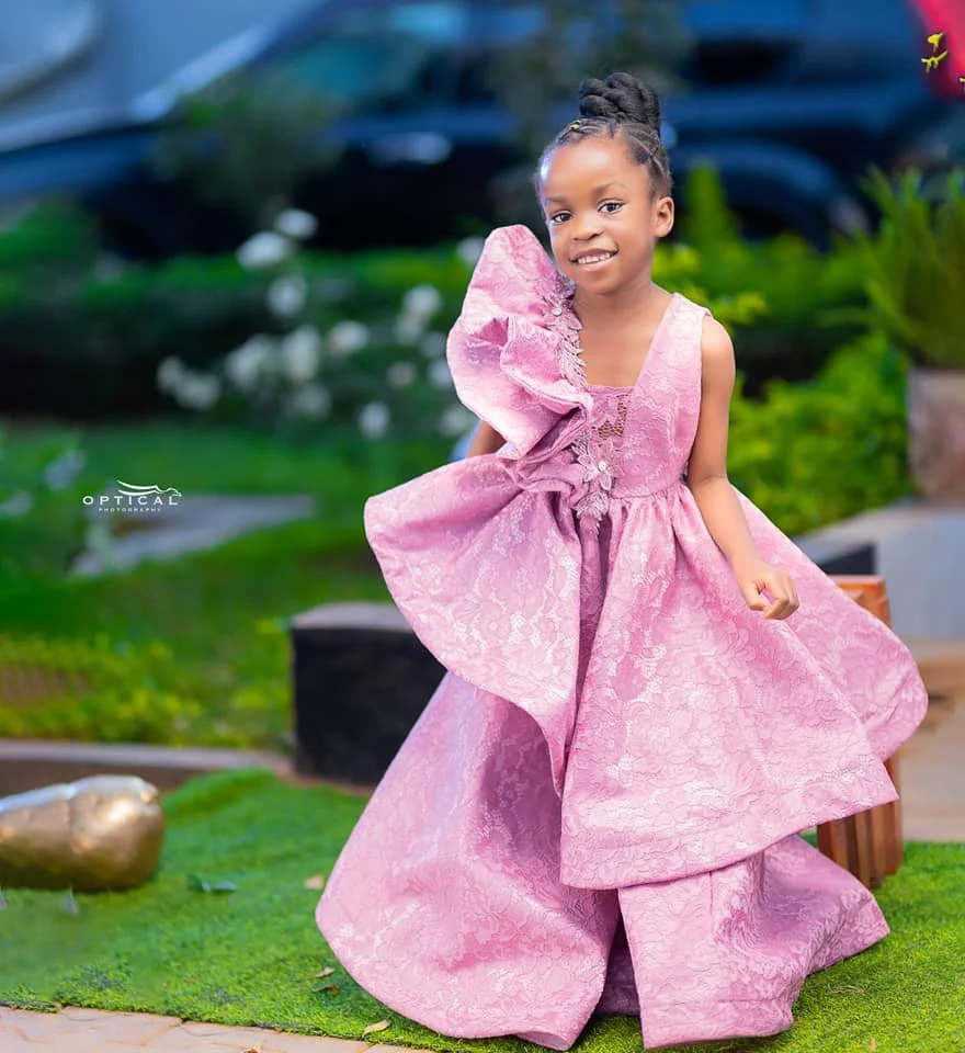 Vestidos de encaje rosa para niña, vestido largo hasta el suelo para boda, navidad, cumpleaños, bautizo