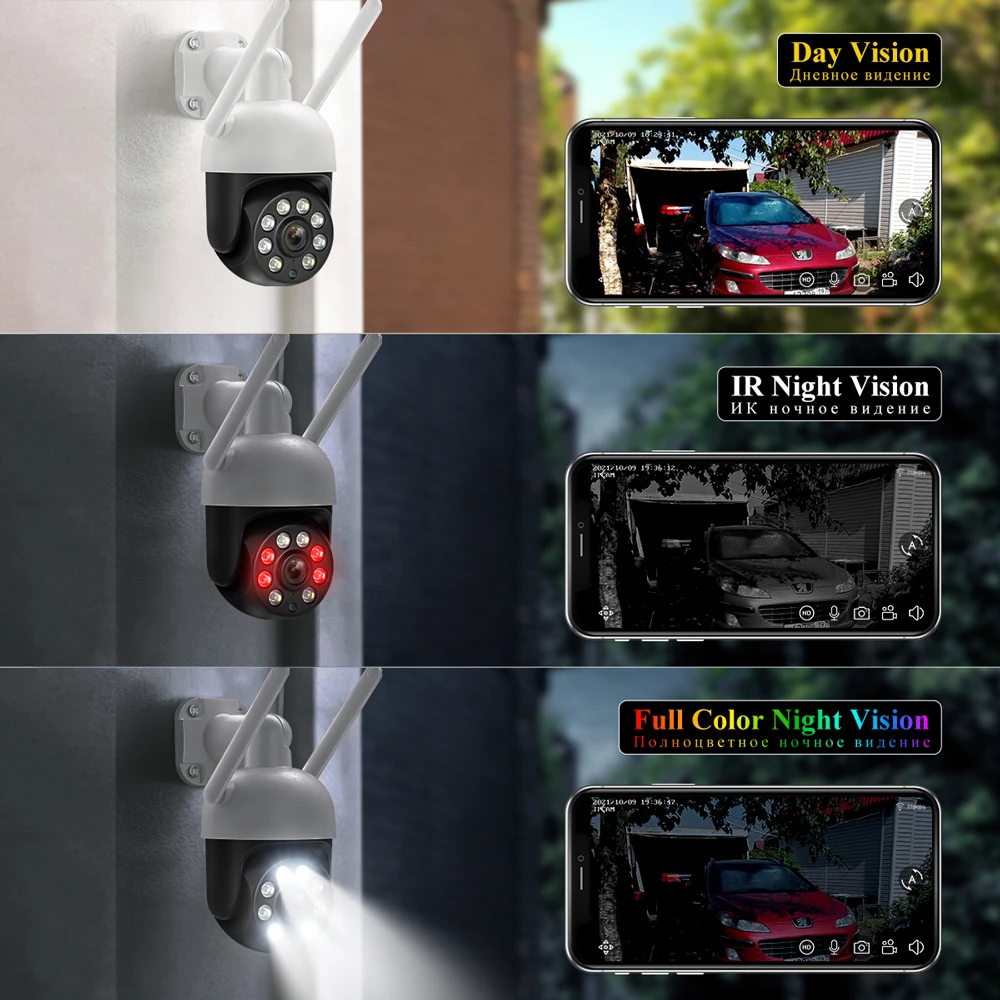 TinoSec HD 4MP PTZ WiFi IP Camera Outdoor Speed Dome Wireless Camera Smart AI Human Detected Auto Tracking Two-way Audio Record