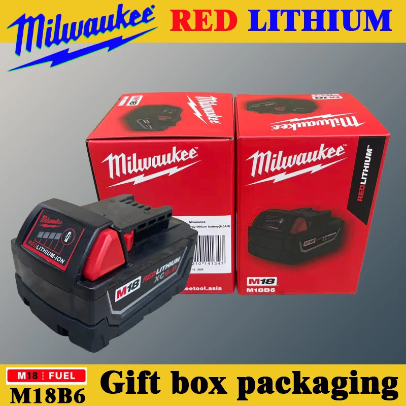 

Milwaukee High Performance Battery, 18V M18 6000mAh Rechargeable Battery Replacement for Milwaukee M18 Series Tools