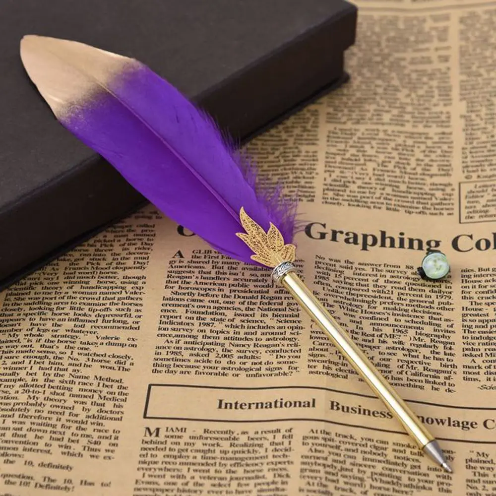 

Creative Business Student Stationery Gift Writing Supplies 0.5mm Feather Decor Writing Pen Ballpoint Pen
