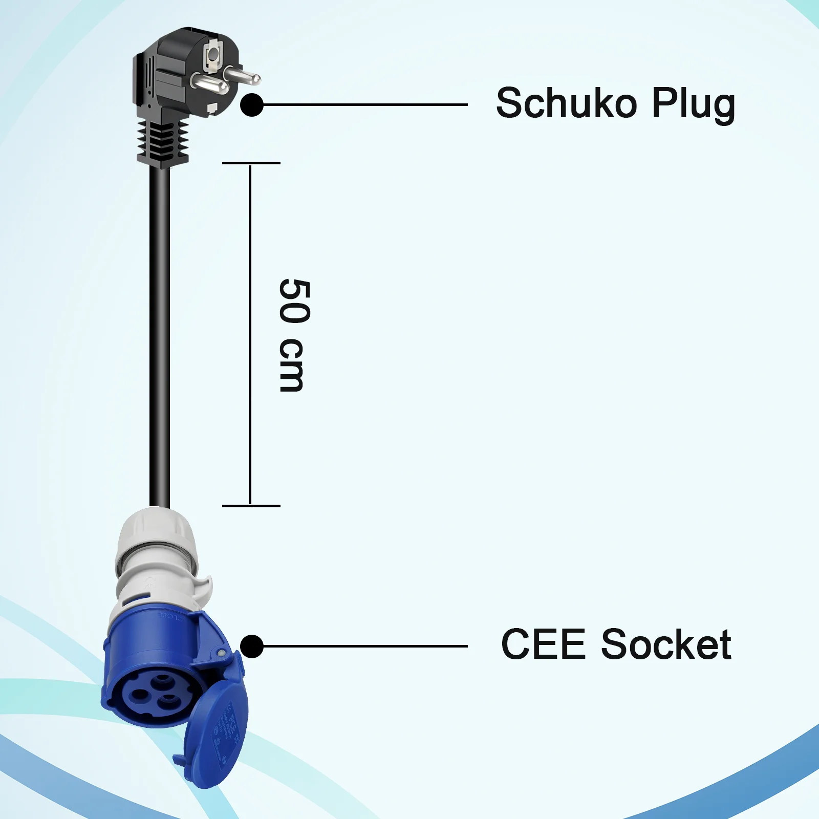 GUWIEYG-Chargeur portable EV, adaptateur Schuko vers bleu CEE, allergique, 32A, 1 phase, 7,2KW