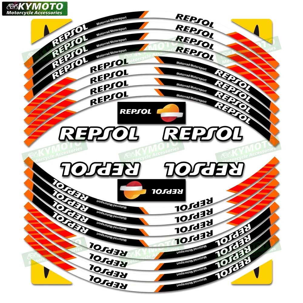 

Stickers for Honda REPSOL motorcycle 17 inch front and rear cover scratch decal wheel modified waterproof reflective rims