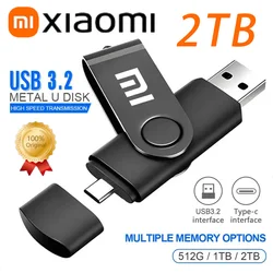 Xiaomi-Clés USB 3.2 étanches, transfert haute vitesse, clé USB en métal, interface USB de type C, disque Flash, 512 Go, 1 To, 2 To