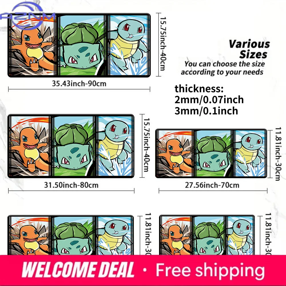 Starter Trio Charmander Bulbasaur Squirtle Large Gaming Mouse Pad