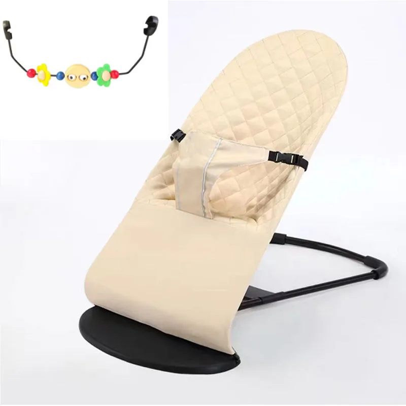 Baby Rocking Chair Folding Infant Swing Chair Three Height Adjustment Four Seasons Universal with Toys Baby Soother Chair