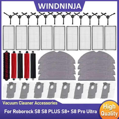 Compatible For Roborock S8 S8 Pro Ultra S8+ Robot Vacuum Cleaner Main Brush Side Brush HEPA Filter Mop Cloths Dust Bags Parts