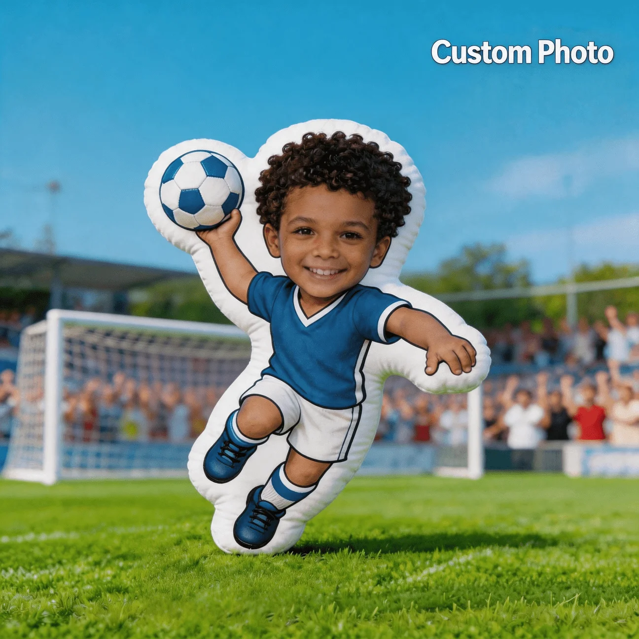 Custom Photo Football Player Pillow Personalized Face Cushion Double Sided Printed Soccer Shape Pillow Gift Kids Family Birthday