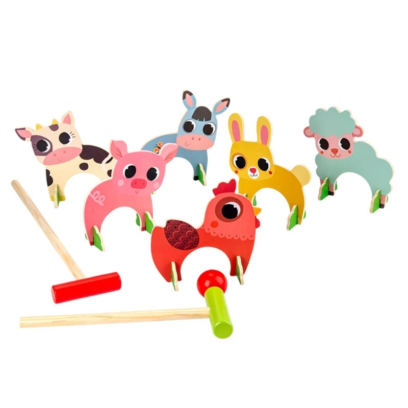 Animal Croquet Game Set for Kids Hand-Eye Coordination Outdoor Fun Animal Shapes Golfing Game for Children