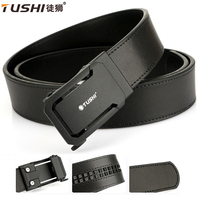 TUSHI Men's Leather Belts Fashion Automatic Buckle Adjustable Cowskin Male Belts Luxury Designer Black belt Plus Size Jeans Belt