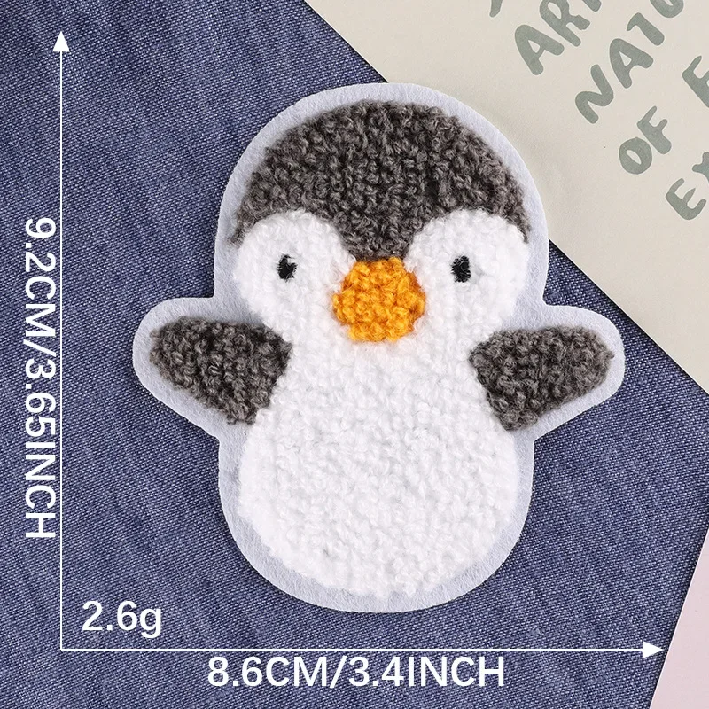 1 peça bonito dos desenhos animados urso cabeça pinguim animal de pelúcia adesivos diy decoração mão costura remendos para vestuário bordado remendo